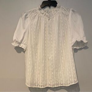 Anthropologie Current Air Button Front Mock Neck Blouse Size Large